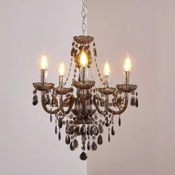Lustre Delhi Noir, Transparent, 5 Lumieres