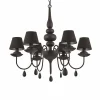 Lustre Ideal Lux Blanche Noir, 6 Lumieres