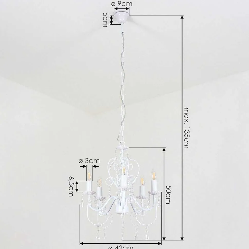 Lustre Ksim Blanc, 5 Lumieres