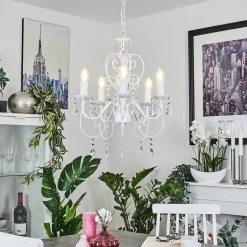 Lustre Ksim Blanc, 5 Lumieres