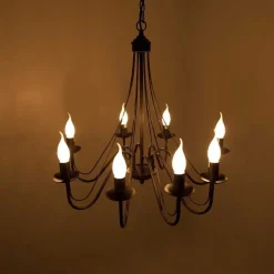 Lustre Lucide Corona Rouille, Noir, 8 Lumieres