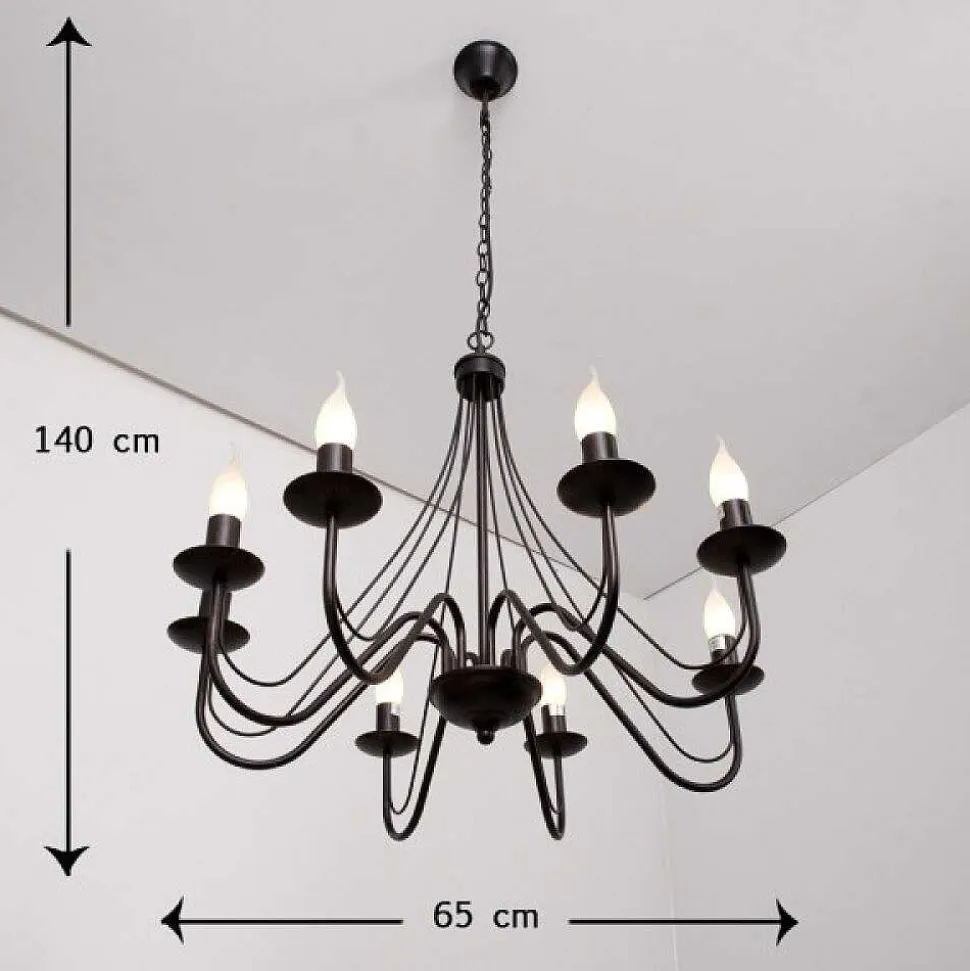 Lustre Lucide Corona Rouille, Noir, 8 Lumieres