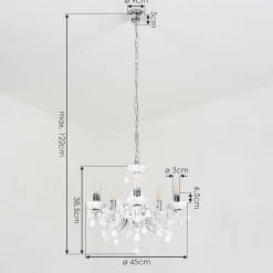 Lustre Malmback Chrome, Blanc, 5 Lumieres