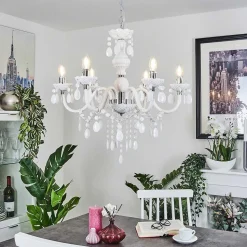 Lustre Malmback Chrome, Blanc, 6 Lumieres