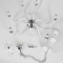 Lustre Malmback Chrome, Blanc, 6 Lumieres