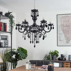 Lustre Malmback Chrome, Noir, 6 Lumieres