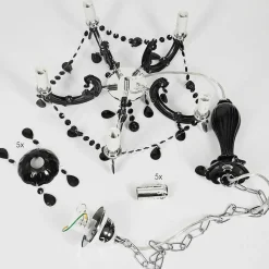 Lustre Malmback Chrome, Noir, 5 Lumieres