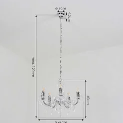 Lustre Malmback Chrome, Transparent, 5 Lumieres