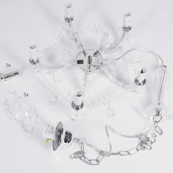 Lustre Malmback Chrome, Transparent, 5 Lumieres