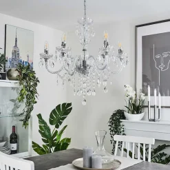 Lustre Malmback Chrome, Transparent, 6 Lumieres