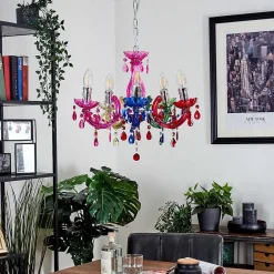 Lustre Malmback Multicolore, Chrome, 5 Lumieres
