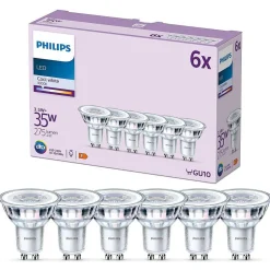 Philips Classic Lot De 6 Led Gu10 3,5 Watt 4000 Kelvin 275 Lumen