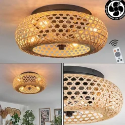 Plafonnier 50 Cm Bauro Noir, 4 Lumieres, Telecommandes