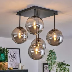 Plafonnier - Verre Chehalis Fume, 5 Lumieres
