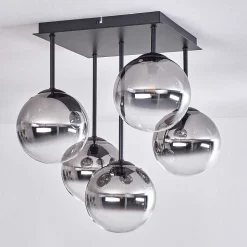 Plafonnier - Verre Chehalis Clair, Fume, 5 Lumieres