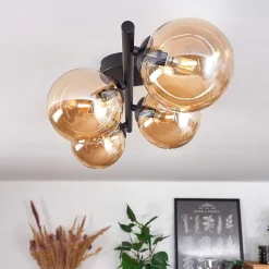 Plafonnier - Verre Chehalis Ambre, 4 Lumieres