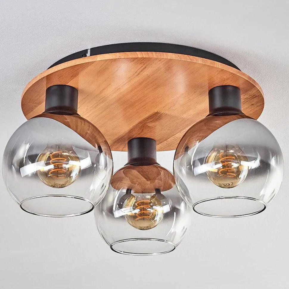 Plafonnier - Verre Koyoto Ecru, Noir, 3 Lumieres