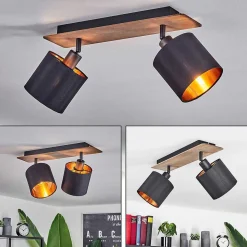 Plafonnier Alsen Bois Fonce, Noir, 2 Lumieres