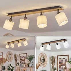 Plafonnier Alsen Bois Fonce, Noir, 4 Lumieres