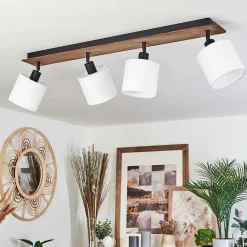 Plafonnier Alsen Bois Fonce, Noir, 4 Lumieres