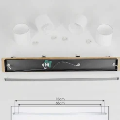 Plafonnier Alsen Bois Fonce, Noir, 4 Lumieres