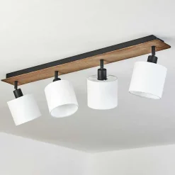 Plafonnier Alsen Bois Fonce, Noir, 4 Lumieres