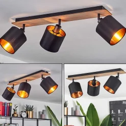 Plafonnier Alsen Bois Fonce, Noir, 3 Lumieres