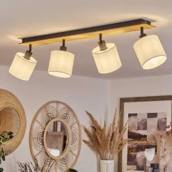 Plafonnier Alsen Ecru, Noir, 4 Lumieres