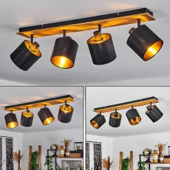 Plafonnier Alsen Ecru, Noir, 4 Lumieres