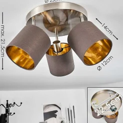 Plafonnier Alsen Nickel Mat, 3 Lumieres