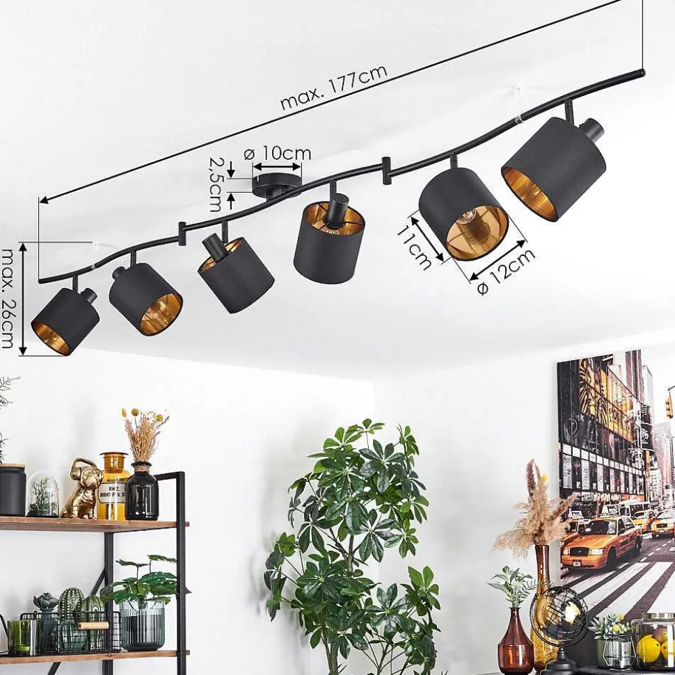 Plafonnier Alsen Noir, 6 Lumieres