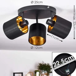 Plafonnier Alsen Noir, 3 Lumieres