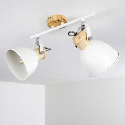 Plafonnier Banjul Bois Clair, Blanc, 2 Lumieres