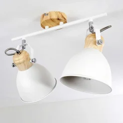 Plafonnier Banjul Bois Clair, Blanc, 2 Lumieres