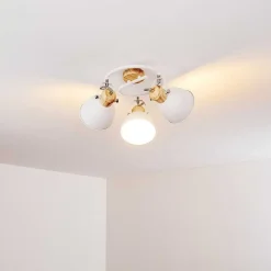 Plafonnier Banjul Bois Clair, Blanc, 3 Lumieres