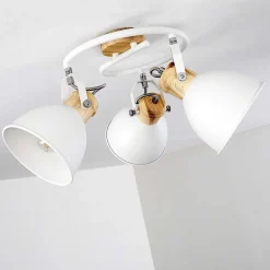 Plafonnier Banjul Bois Clair, Blanc, 3 Lumieres