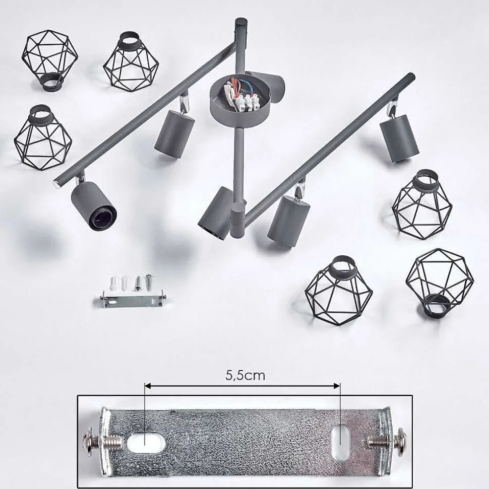 Plafonnier Baripada Anthracite, Chrome, 6 Lumieres