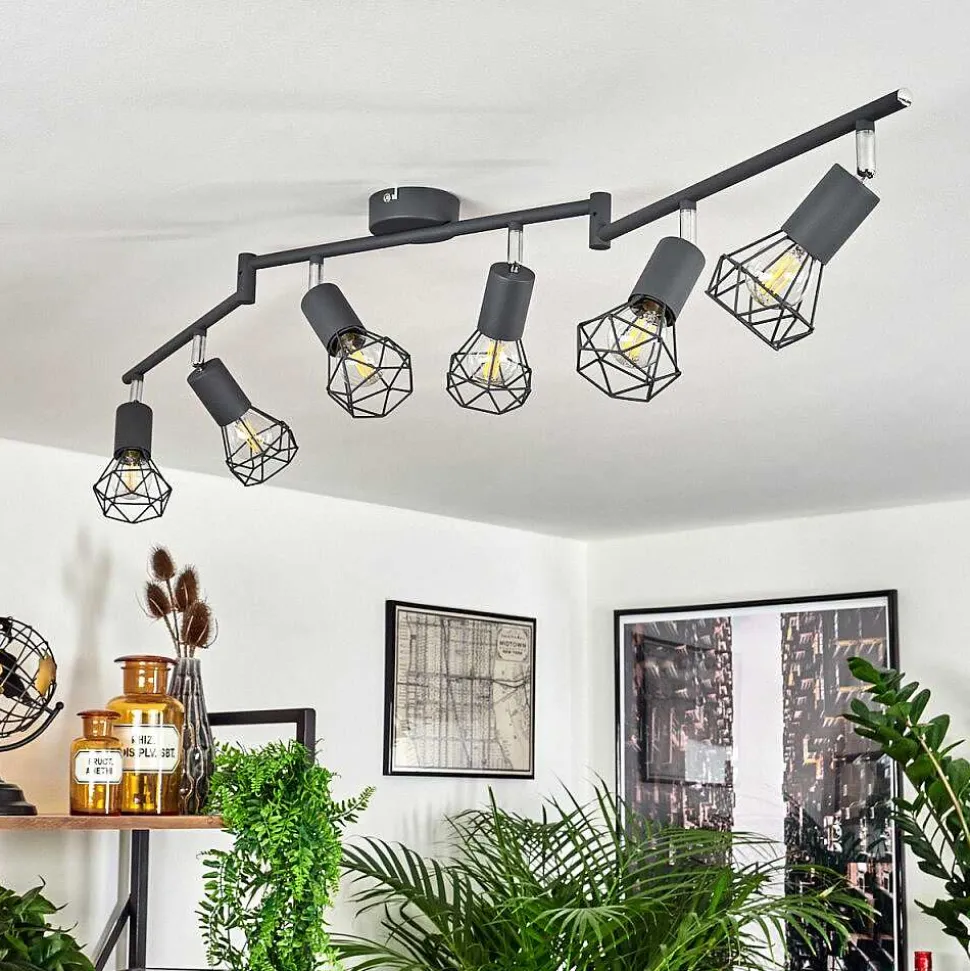 Plafonnier Baripada Anthracite, Chrome, 6 Lumieres