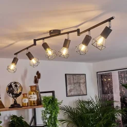 Plafonnier Baripada Anthracite, Chrome, 6 Lumieres