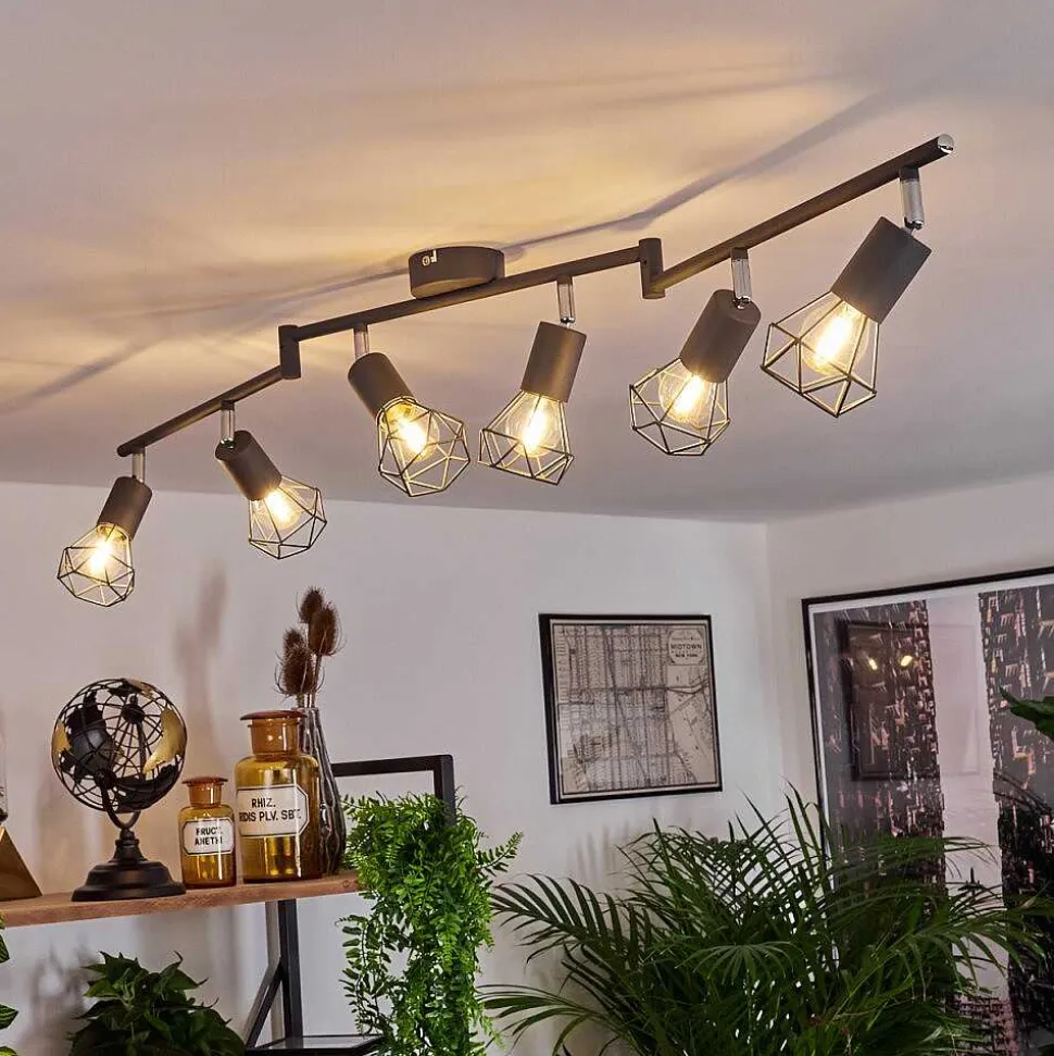 Plafonnier Baripada Anthracite, Chrome, 6 Lumieres
