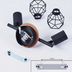 Plafonnier Baripada Bois Fonce, Noir, 2 Lumieres