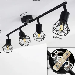Plafonnier Baripada Noir, 4 Lumieres