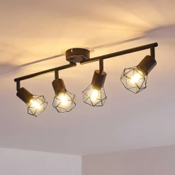 Plafonnier Baripada Noir, 4 Lumieres