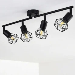 Plafonnier Baripada Noir, 4 Lumieres