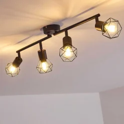 Plafonnier Baripada Noir, 4 Lumieres