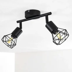 Plafonnier Baripada Noir, 2 Lumieres