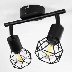Plafonnier Baripada Noir, 2 Lumieres
