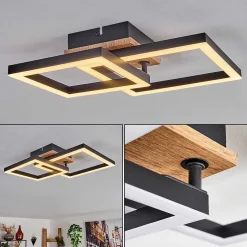 Plafonnier Bealo Led Brun, Couleur Bois, 1 Lumiere