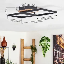 Plafonnier Bealo Led Brun, Couleur Bois, 1 Lumiere