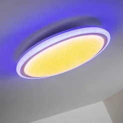 Plafonnier Bermeo Led Blanc, 2 Lumieres, Telecommandes, Changeur De Couleurs